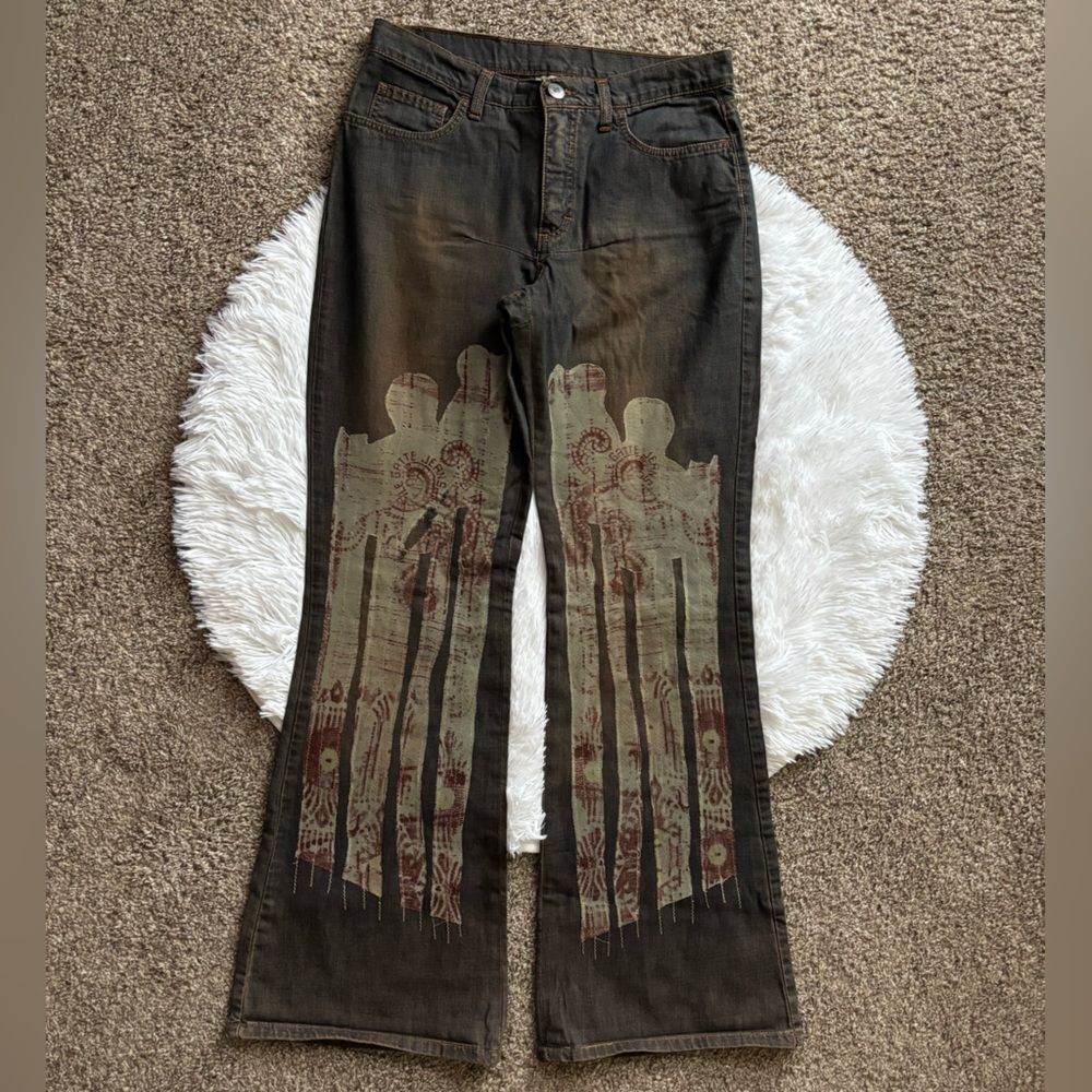 Legatte Jeans Save the Queen Made in Italy Vintage Flare Graphic Womens Waist 30